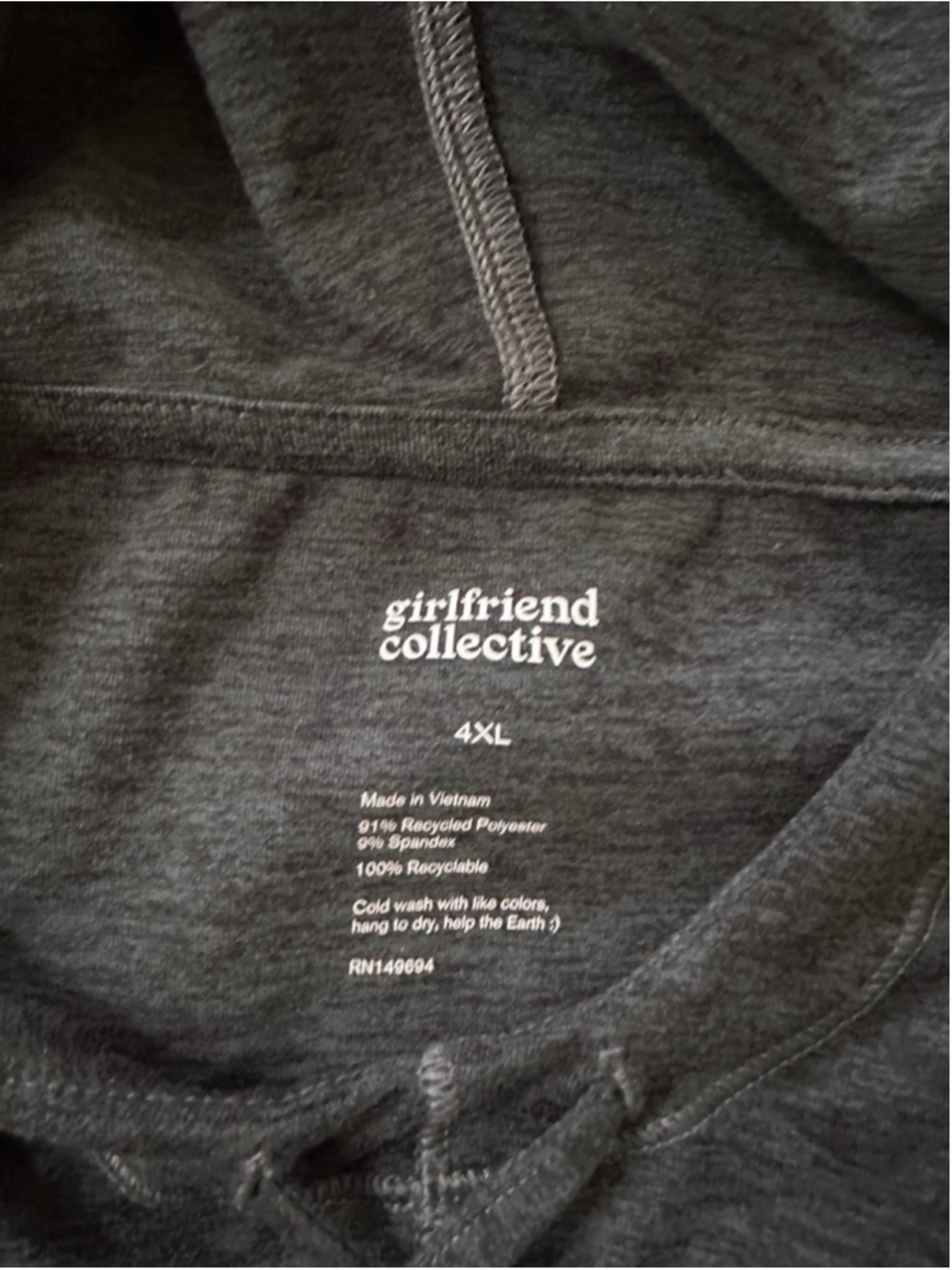 Women's Girlfriend Collective Dark Green Hoodie 4X - Picture 3 of 5